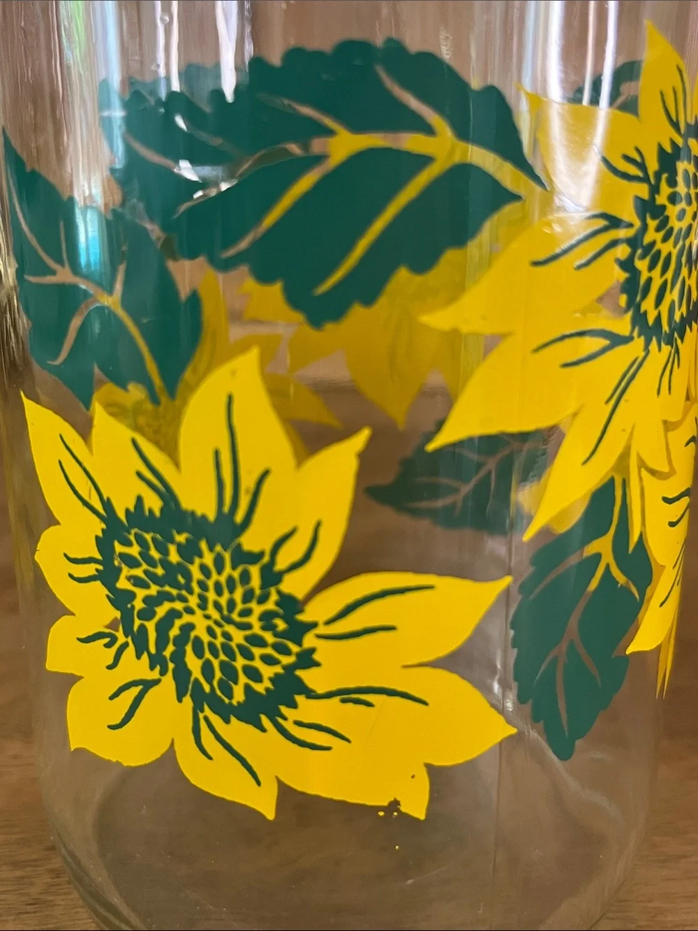 Vintage 1980’s Le Parfait Sunflower Glass Decanter, made in France. No Lid.